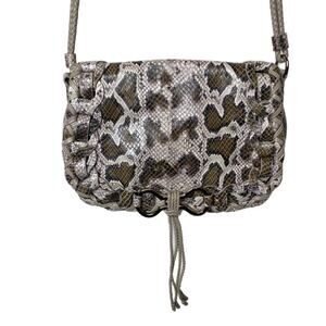 Cole Haan Leather Snake Print Editorial McKenzie Flap Crossbody Bag